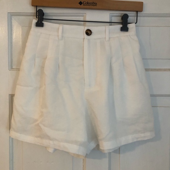 PrettyGarden Pants - High rise white pleated shirts